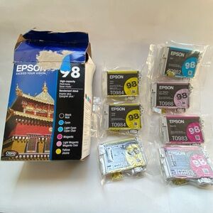 New Epson 98 InkCartridge (3 T0984) (2 T0983) (1 T0986) 1 T0982 Open Not Used